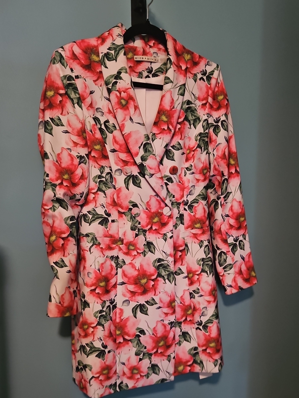 Alice + Olivia Pink Floral Double-Breasted Blazer